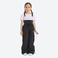 
                  
                    Kids waterproof 2L snow jacket and pants set - black kids snow pants with white tee, for kids skiing and snowboarding
                  
                