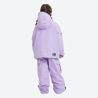 
                  
                    Kids breathable 2-layer ski suit - lavender kids jacket with lavender pants, on-model back view, for family resort trips
                  
                