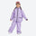Kids snowboard jacket and pants with snow gaiters - lavender kids jacket with lavender pants, for cold-weather winter sports