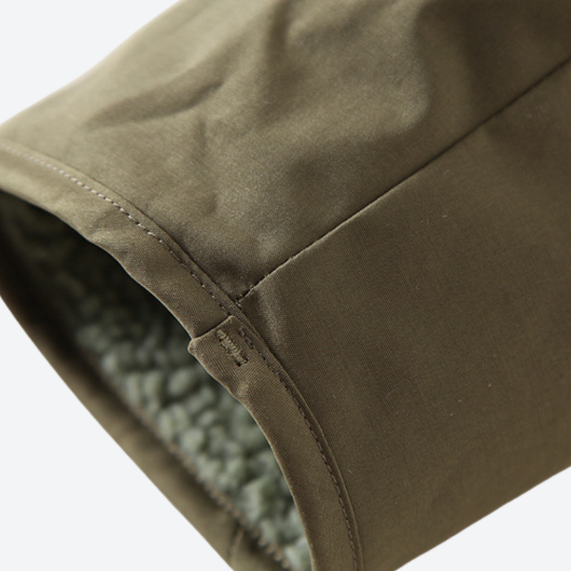 Men's warm comfortable two-way fleece jacket - olive double-sided fleece jacket, sherpa fleece traps body heat