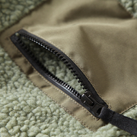 
                  
                    Men's warm comfortable two-way fleece jacket - olive double-sided fleece jacket, zip close-up, for layering in cold weather
                  
                