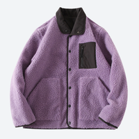 
                  
                    Men's reversible sherpa fleece jacket with full zip - purple double-sided fleece jacket, for layering in cold weather
                  
                
