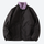 Men's warm comfortable two-way fleece jacket - black double-sided fleece jacket with purple collar, smooth side front view