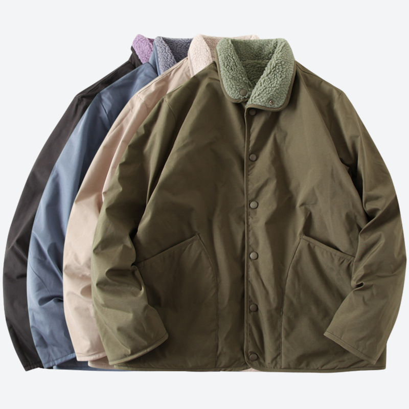 Men's warm comfortable two-way fleece jacket - olive double-sided fleece jacket, for travel and daily commute