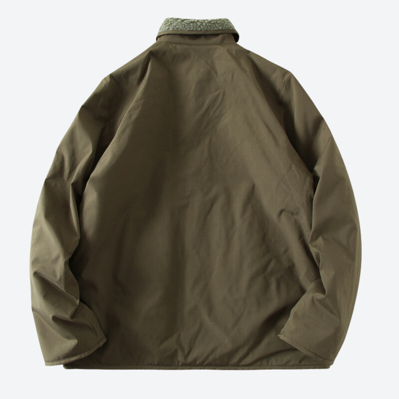 Men's double-sided full-zip fleece jacket - olive double-sided fleece jacket, for travel and daily commute