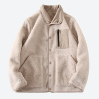 
                  
                    Men's warm comfortable two-way fleece jacket - beige double-sided fleece jacket, for layering in cold weather
                  
                