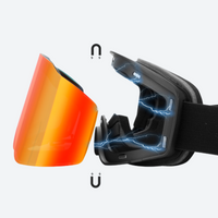 
                  
                    Aurora kids' Mag-Tech cylindrical ski goggles - magnetic detachable lens, magnetic lens swap infographic, for resort ski days
                  
                