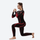 Women's compression suit for snow sports and training - black red compression base layer suit on women, lunge pose view