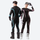 Women's quick-dry performance baselayer top and pants - black teal and black pink compression suit couple