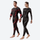 Women's compression base layer suit with lycra stretch - black red and black gray compression suit couple, walking view