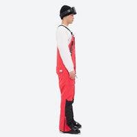 
                  
                    Men's bib snowboard pants with snow gaiters - red bib snow pants with white top, for resort and backcountry days
                  
                