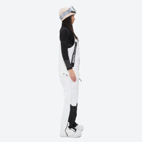 
                  
                    Women's breathable 3-layer suspender ski pants - white bib snow pants with black top, for powder and piste riding
                  
                