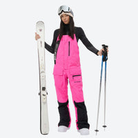 
                  
                    Women's breathable 3-layer suspender ski pants - pink bib snow pants, for skiing and snowboarding
                  
                