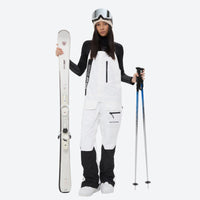 
                  
                    Women's waterproof 3L bib snow pants - white bib snow pants, for powder and piste riding
                  
                