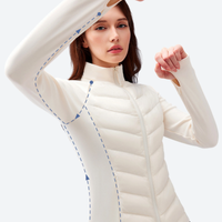 
                  
                    Women's lightweight goose-filled mid-layer jacket - white down jacket on women, for skiing and snowboarding
                  
                