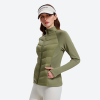 
                  
                    Women's slim-fit goose down jacket for cold days - olive down jacket on women with visor, for skiing and snowboarding
                  
                