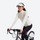 Women's lightweight goose-filled mid-layer jacket - white down jacket on women with visor, for hiking and trail walking