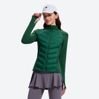
                  
                    Women's slim-fit goose down jacket for cold days - green down jacket on women with cap, for hiking and trail walking
                  
                