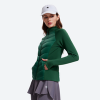 
                  
                    Women's lightweight goose-filled mid-layer jacket - green down jacket on women with cap, for travel and daily commute
                  
                