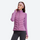 Women's slim-fit goose down jacket for cold days - purple down jacket on women with headband, for travel and daily commute
