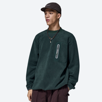 
                  
                    Women's soft lightweight fleece sweatshirt - dark green crewneck fleece sweatshirt on men with cap
                  
                