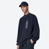 
                  
                    Women's soft lightweight fleece sweatshirt - navy crewneck fleece sweatshirt on men with cap, for layering in cool weather
                  
                