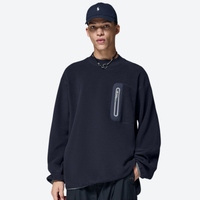 
                  
                    Women's versatile fleece pullover with zip chest pocket - navy crewneck fleece sweatshirt on men with cap
                  
                