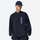 Women's warm brushed fleece top for outdoor - navy crewneck fleece sweatshirt on men with cap, for travel and daily commute