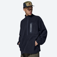 
                  
                    Women's warm brushed fleece top for outdoor - navy half-zip fleece sweatshirt on men with cap, for hiking and trail walking
                  
                