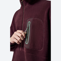 
                  
                    Women's versatile fleece pullover with zip chest pocket - burgundy half-zip fleece sweatshirt, for travel and daily commute
                  
                