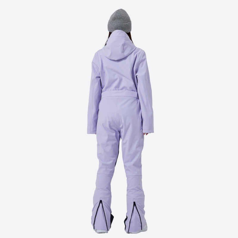 Women's one-piece snowboard suit with flared legs - lavender one-piece snow suit, for powder and piste riding
