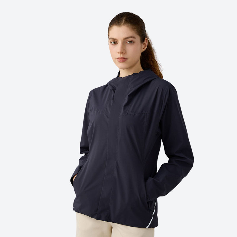 Women's lightweight softshell rain jacket with pockets - navy softshell jacket, for cold-weather outdoor wear