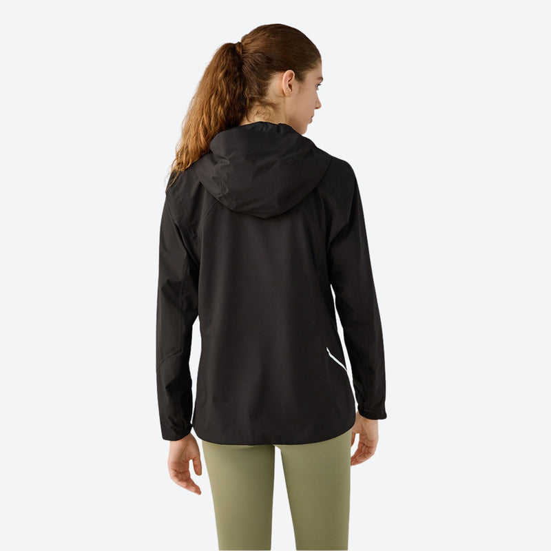 Women's lightweight softshell rain jacket with pockets - black softshell jacket, for hiking and trail walking