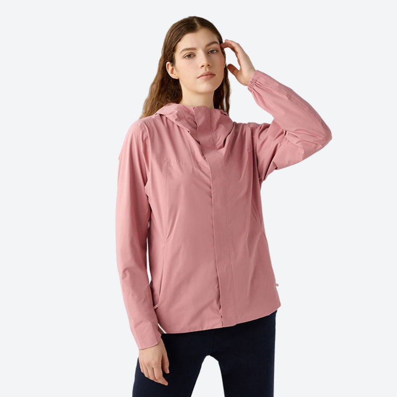 Women's lightweight softshell rain jacket with pockets - pink softshell jacket, for resort and street wear