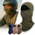 Warm merino balaclava for cold weather sports - olive merino wool balaclava under helmet, for winter mountain trips