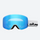 Kids' snow goggles with UV protection anti-fog lens - blue cylindrical ski lens with white strap, for resort ski days