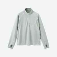 
                  
                    Soft boxy fleece sweater for cold days - lavender dark gray and mint boxfleece half-zip sweatshirt, flat product view in mint
                  
                