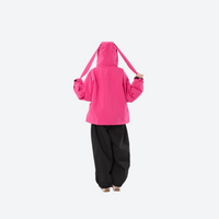 
                  
                    Kids 3L waterproof snow jacket and pants suit - magenta jacket with black pants, for cold-weather winter outdoor fun
                  
                