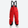 Insulated bib snow pants for men - red bib pants, front view with cross-back suspenders, for deep powder winter days
