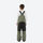 Kids breathable snowboard jacket and bib pants set - olive bib pants with black knee patches, kids on-model back view