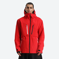 
                  
                    Men's 2-layer snowboard jacket and pants - red jacket, on-model front view, for cold-weather winter sports
                  
                
