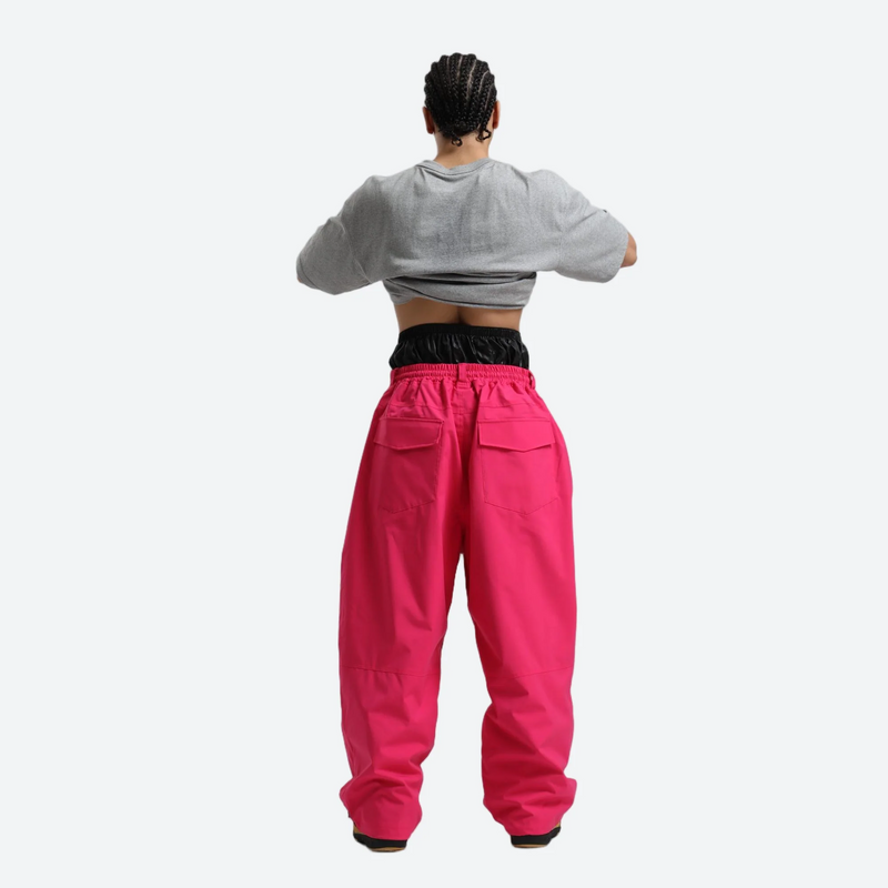 Men's 2-layer snowboard jacket and wide-leg pants - pink snow pants, for cold-weather winter sports
