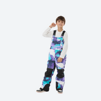 
                  
                    Youth 3-layer ski suit with bib pants - purple teal camo print bib pants, for youth snow play and sledding
                  
                