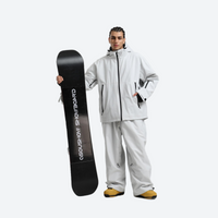 
                  
                    Men's breathable ski jacket with wide-leg pants - light gray jacket with light gray pants, for skiing and snowboarding
                  
                