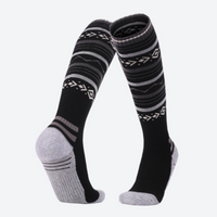 
                  
                    Compression merino wool ski socks 2.0 - black fair-isle merino ski socks, pair view, for hiking and trail walking
                  
                