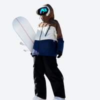 
                  
                    Unisex waterproof 3L snow jacket and pants series - brown white and navy colorblock, for cold-weather winter sports
                  
                