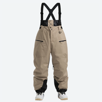 
                  
                    Men's 3L waterproof suspender snow pants - tan bib pants, front view with cross-back suspenders, for skiing and snowboarding
                  
                