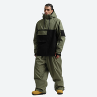 
                  
                    Men's colorblock ski pullover set - olive green and black colorblock jacket with olive pants, for skiing and snowboarding
                  
                