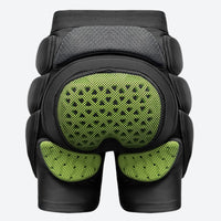 
                  
                    Padded protection top shorts and knee pads - black green impact protection shorts, for skate and ski park sessions
                  
                