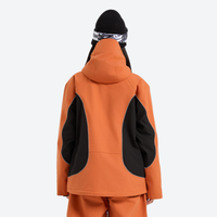
                  
                    Women's breathable 2L colorblock ski set - orange black colorblock jacket, on-model back view, for skiing and snowboarding
                  
                